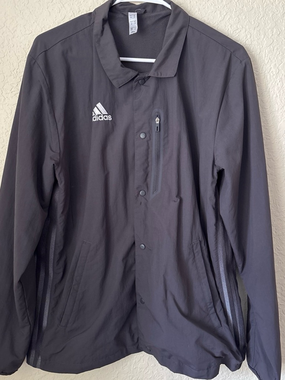 adidas Men's Dark Gray Windbreaker Coach Jacket